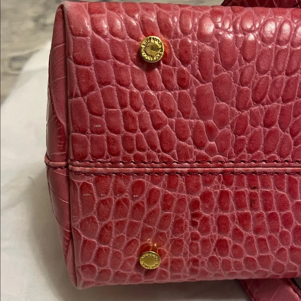 Kate Spade Pink Embossed Leather Satchel | Statement Shoulder Bag Gold Hardware